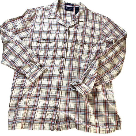 Crazy Horse Liz Claiborne Long Sleeve‎ Plaid Button Front Shirt Women's Size L - Picture 1 of 8